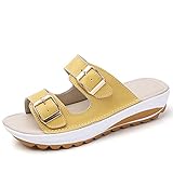 Mujer Sandalias de Cuña Elegante Zapatos de Verano amarillo 38 EU