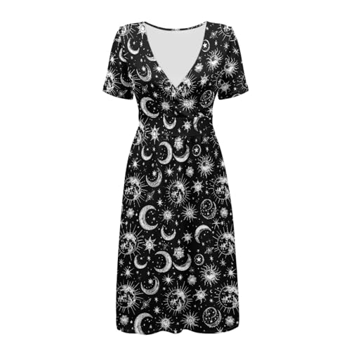 Image of Women's Summer Formal Dresses Short Sleeve Wrap V Neck Dresses Bridesmaid Wedding Guest Dress with Pockets