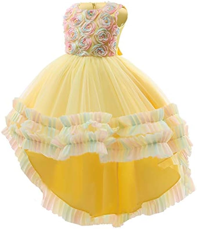 18M-9T Toddler Baby Girls Colorful Floral Floor Length Dress Wedding Party Evening Formal Pegeant Dance Gown