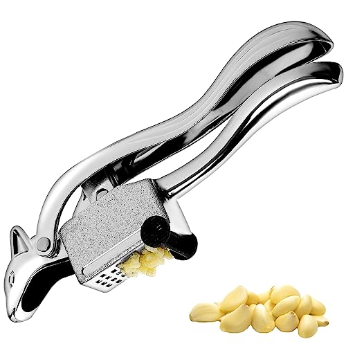 Unomor Stainless Steel Garlic Press Mincer Ergonomic Manual Garlic Crusher for Easy Squeezing Detachable Design for for Home Kitchens and Restaurants