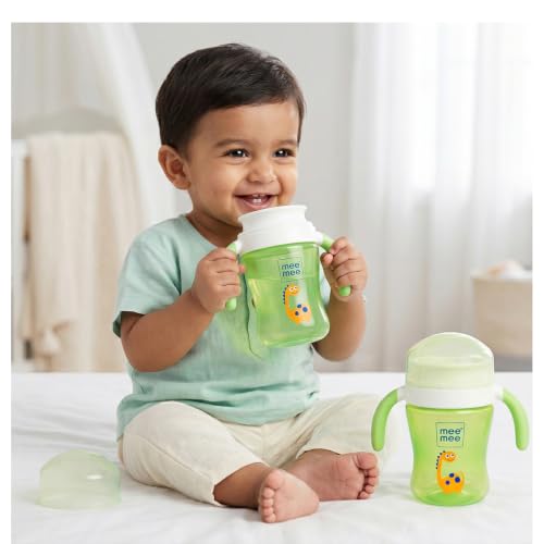 Mee Mee Trainer Sippy Cup | Leakproof Spout Sipper with Dual Handles | BPA-Free, Non-Toxic Plastic Material | 240 ml Green