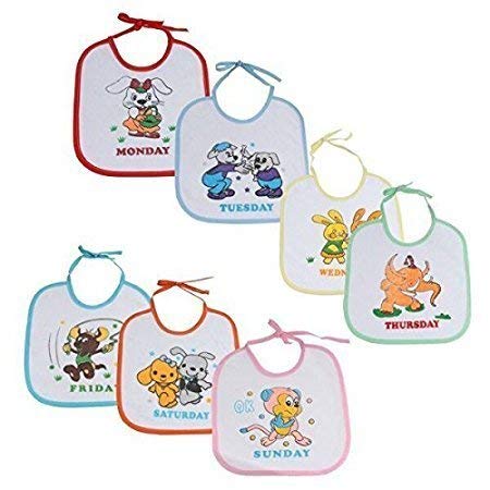Dazzlia cotton bib/bibs waterproof cotton apron baby boy/girl weekdays tie knot Bib set 7 pieces