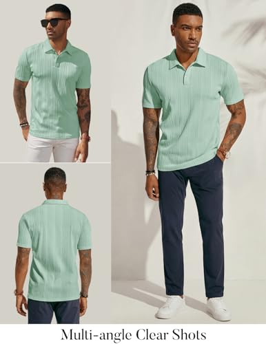 Image of PJ PAUL JONES Mens Polo Shirts Short Sleeve Textured Knit Polos