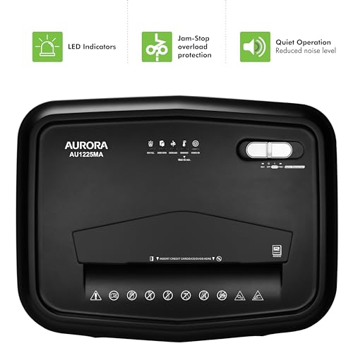 Aurora AU1225MA High-Security 12-Sheet Micro-Cut Paper And Cd/Credit Card Shredder/ 5-Gallon Pullout Basket/40 Minutes Run Time thumb #4