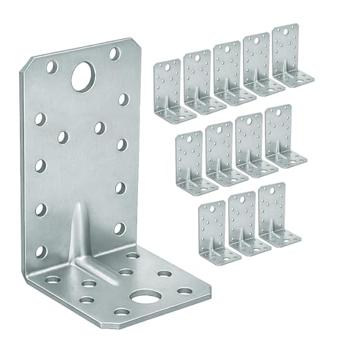 OMIDEAS 12 x Squadretta di Giunzione Angolare ( 90 x 50 x 55 x 2.5 ) Squadretta Rinforzata Zincate