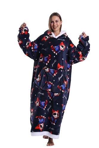 Capecage Blanket Hoodie Long Hooded Blanket Sweatshirt as Birthday Gifts for Women Men Long Wearable Blanket for Women Men. (Corgi2)