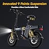 INSDRGN Folding Electric Bike for Adults, 20MPH Dual-Seat Ebike, MAX 45 Miles Range (PAS Mode) 499Wh Removable Battery, 9 Shocks Full Suspension, USB Charger, UL2849 Certified, 300lbs #5