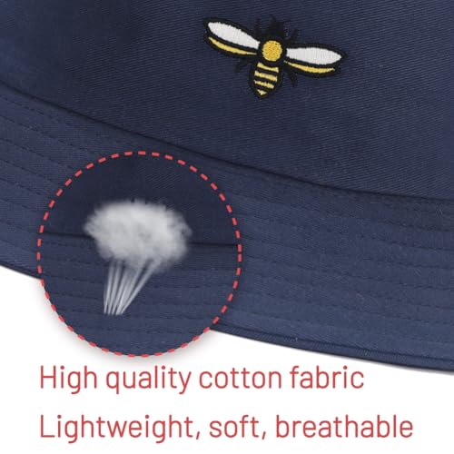 Image of Cotton Bucket Hat for Women Men Summer Travel Sun Beach Bucket Cap, Unisex Outdoor Fisherman Hat