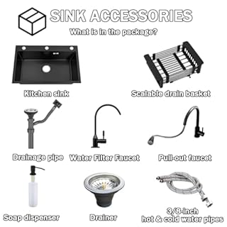 19.7 * 17.7in Drop In Kitchen Sink,Black Stainless Steel Single Bowl Sink,Topmount Workstation Sink With Pull Out Faucet,Soap Dispenser And Drain Basket