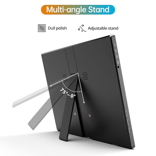 Image of ForHelp 14 Inch Portable Monitor FHD1200P Ultra-Slim for Laptop Monitor, USB-C&HDMI Plug&Play,100% SRGB,Dual Speakers Extender Display. Built-in Stand,for Laptop,PC Phone Xbox PS4 /5