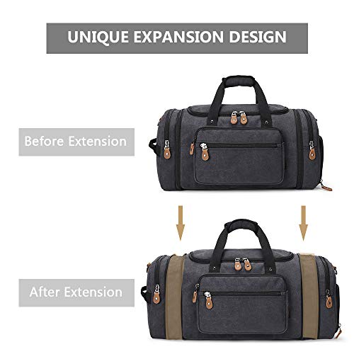 Gonex Travel Duffle Bag with Shoe Compartment 60L Canvas Duffel Overnight Weekend Bag(Dark Gray)