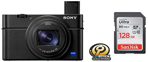 Image of Sony RX100 VII Compact Camera with 1.0-Type Stacked CMOS Sensor (DSCRX100M7) + SanDisk 128GB Ultra SDXC UHS-I Memory Card - 100MB /s, C10, U1, Full HD, SD Card