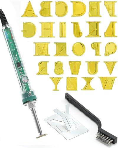 Wood Burning Alphabet Letter Kit, Branding Irons Personalized for Wood Leather Branding Set Compatible with Walnut Hollow Iron Wood Burning Stamp with 26 Iron 5/8” Tall (Clear)