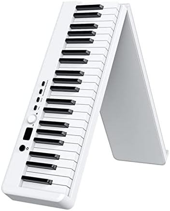 Portable Digital 88-Key Piano Keyboard Folding Piano Electric Piano with Built-in Stereo Speakers Pedal MIDI Dual Keyboard Sensitive Keyboard Piano for Beginners Adults and Children (Color : White)