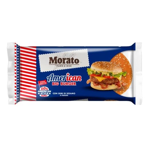 Pane Morato, American Big Burger, Maxi Burger con Semi di Sesamo, Ideali per Hamburger, Confezione da 300g