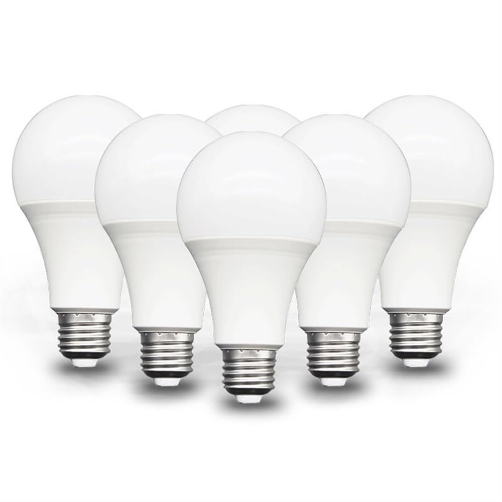 Ampoules LED pour la Maison (Lot de 6) E27 AC 220V SMD2835 3W 6W 9W 12W 15W 18W 20W, Ampoules LED à économie d'énergie, Blanc Chaud/Froid, pour éclairage extérieur et Domestique.
