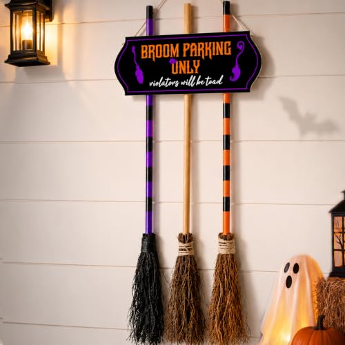 Porch Halloween Decorations with Witches Brooms Sign