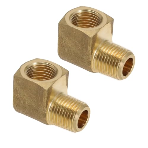 Create idea 2 connettori per tubi in ottone da 1/8 NPT da 1/8 NPT maschio a 1/8 NPT filettatura femmina a 90 gradi gomito a forma di L per evitare perdite di tubo per trasmissione di acqua/gas