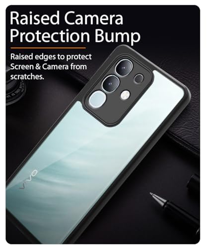 Image of WOW IMAGINE Shockproof Hybrid Back Cover for Vivo T4x 5G | iQoo Z10x 5G | Vivo Y31 Pro 5G | Hard Slim fit Back Case | PC & TPU | Clear Transparent Case - Black