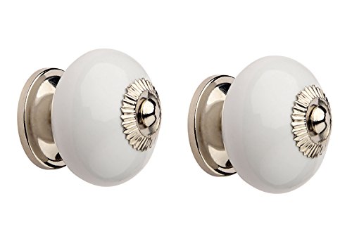 Image of Ceramic Nickel Plated Cabinet /Drawers /Doors Knob (White) | Ceramic Knob