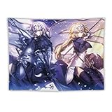 壁タペストリー かわいいアニメ柄 ジャンヌ・ダルク FGO 布ポスター 壁掛け タペストリー 大判 【雰囲気転換 背景 多機能】 室内装飾 部屋飾り 模様替え モダン 装飾用品 部屋 ホームインテリア 寮の飾り小物 窓カーテン 簡単にかける 60"x80"
