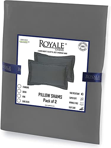 Royale Linens Pillow Shams 2 Pack King Size 20X36 Inch - Brushed 1800 Microfiber - Bed Pillow Shams, Wrinkle & Fade Resistant Super Soft And Cozy - Envelope Closure - Oxford Pillowcase (King,Grey) #TOP7