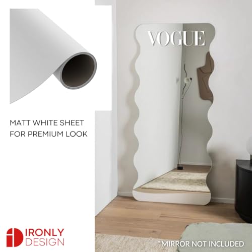 Image of Sticker for Glass & Mirrors| Minimal Vinyl Decal for Bedroom Bathroom & Cafe | Self-Adhesive Waterproof Quote Mirror Sticker | Aesthetic Decals (Vogue, Small, Matt White)
