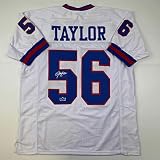 Facsimile Autographed Lawrence Taylor New York White Reprint Laser Auto Football Jersey Size Men's XL