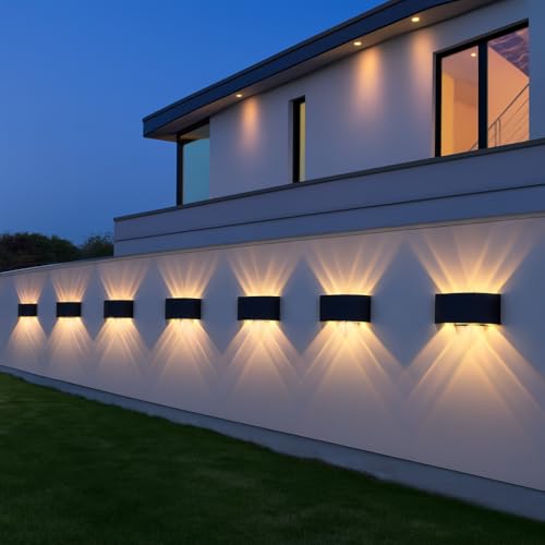 Image of FERA Waterproof Up Down Led Wall Lamp, Aluminium IP65 Body 8 Ray, Warm White, Indoor /Outdoor Decorative Wall Sconce Light, (8 ray Warm)