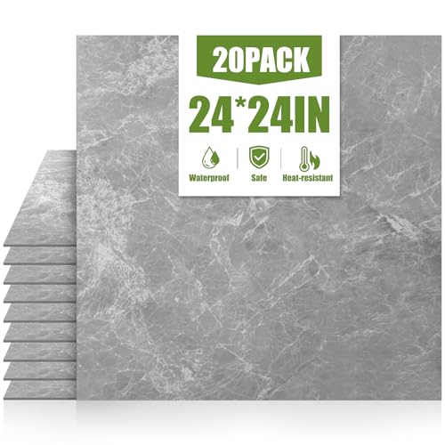 Carreaux de sol imperméables en vinyle autocollant gris pour salle de bain