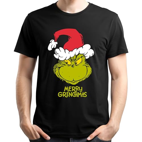 United Labels Grinch Unisex Merry Grinchmas T-Shirt, Black, Round Neck, Shirt Short Sleeve for Men and Women, Top Christmas, black, L