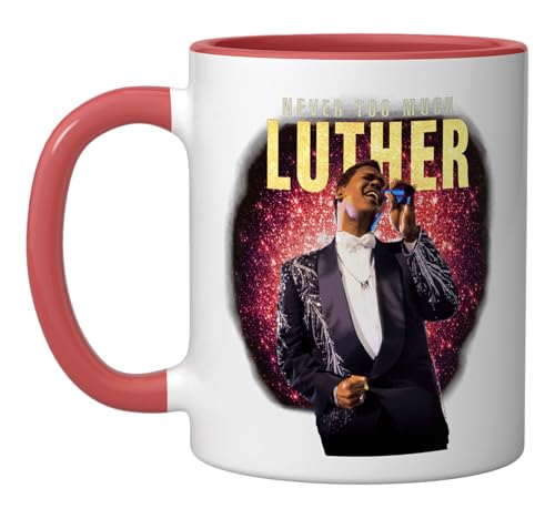 Official Luther Vandross Never Too Much Artwork Ceramic Mug, Red/White