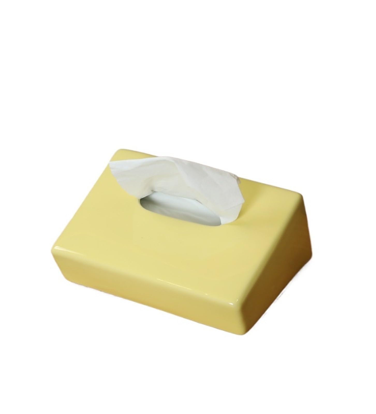 Modern Minimalist Geometric Ceramic Tissue Box Ornament Living Room Coffee Table Entryway Dining Decoration Napkin(Yellow)