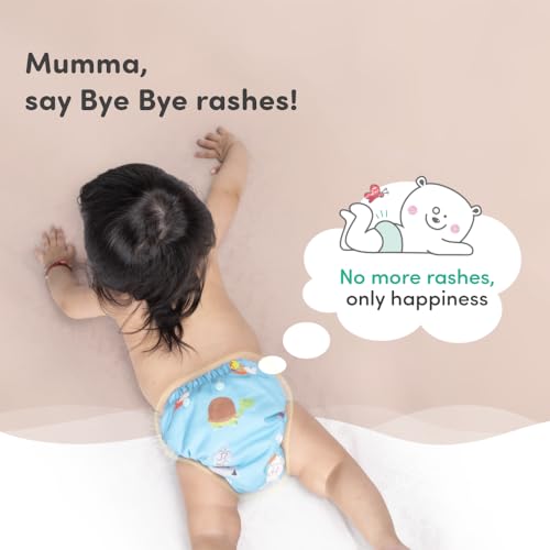 Image of Mylo Leak-Proof Baby Cloth Diaper Combo (2 Diapers + 2 Inserts) | Free Size (3M-3Y) | High Absorption | Quick Dry | Oeko-Tex Certified | Washable - Floral & Heart