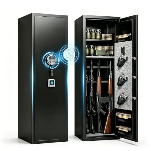 Biometric Gun Safe, No Assembly Required Fireproof Rifle Saf