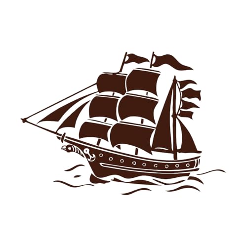 l Sticker mural en vinyle amovible en forme de bateau à voile, style océan et mer, décoration d'intérieur, bateau pirate-S-29x42cm-Coffee