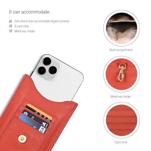 Image of Oak Leathers Small Crossbody Bag For Women - Mini Cell Phone Purse - Crossover Wallet Bag With Adjustable Shoulder Strap