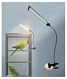 KINGYEENUO Full Spectrum LED Bird Cage Light, 10 Brightness Levels & 3/9/12H Timer - 105 LED Beads for Natural Environment Simulation, Safe for Hookbill Birds, Easy Install Lighting Fixture Combo Kit