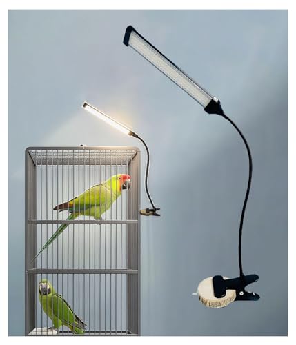 KINGYEENUO Full Spectrum LED Bird Cage Light, 10 Brightness Levels & 3/9/12H Timer - 105 LED Beads for Natural Environment Simulation, Safe for Hookbill Birds, Easy Install Lighting Fixture Combo Kit