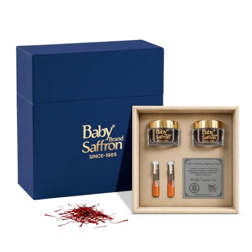 Image of Baby Brand Saffron Signature Gift Hamper | Mongra Kesar /Keshar Threads (2x 0.5g Each) + Instant Saffron Powder (2x500mg Each) | Grade 1 ISO 3632 Tested | For Celebration & Corporate Gifting (Blue)