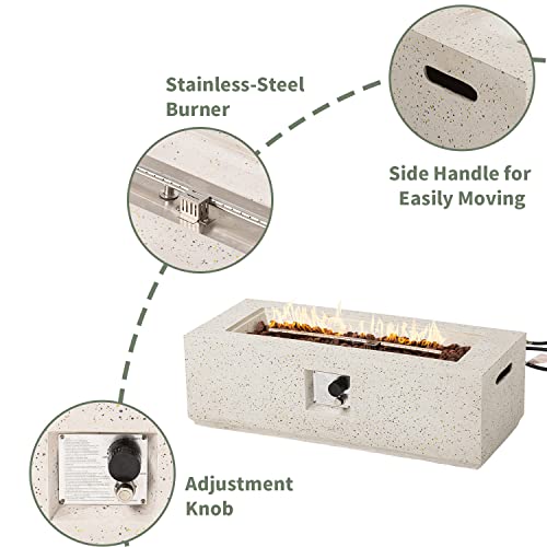 Cosiest 2-Piece Outdoor Propane Fire Pit Table Set W Tank Table, 42-Inch Terrazzo Rectangle (50,000 Btu) 16 Inches Cover Side 20Lb, Waterproof For Garden, Pool, Backyard #TOP3