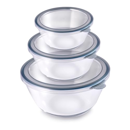 Attro Glassox Classic Mixing Bowl with lid Borosilicate Glass Bowl Microwave & Oven Safe Set of 3 500ml, 1000ml, 1600ml (B0CZ6M2M9C) Amazon Price History, Amazon Price Tracker