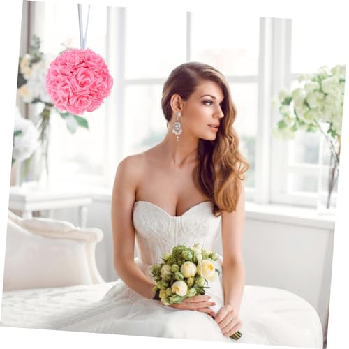 Zerodeko Rose Ball Kissing Balls for Wedding Prom Decorations Bridal Decorations Wedding Table Decor Wedding Arches Arch for Wedding Floewr Fishing Line Silk Cloth Artificial Pink