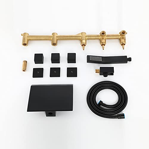 Robinet mitigeur de bain-douche mural cascade avec ensemble de flexibles