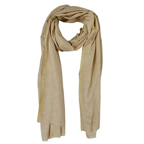 Écharpe Lurax pashmina unie Nepani écru taille L pour femme et fille