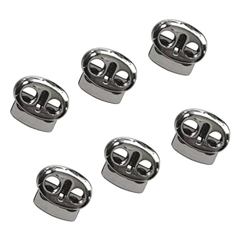 Dovewill Pack of 6 Heavy Duty Double-Holes Metal Bean Cord Lock Clamp Toggle Stop Slider for Paracord, Elastic Cord, Accessory Cordage, Drawstrings - Indoor / Outdoor Use Cover