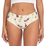 vvfelixl Panties for Women Drink Wine glasses Bottles Women Underwear Cheeky Panties for Women Women's Classic Bikini Brief Underwear L