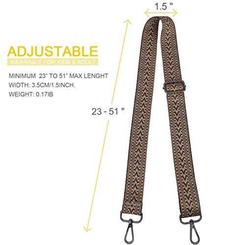 Image of Adjustable Handbag Strap Wide Purse Strap Replacement Shoulder Crossbody Bag Strap (Khaki V2+ Black Metal)