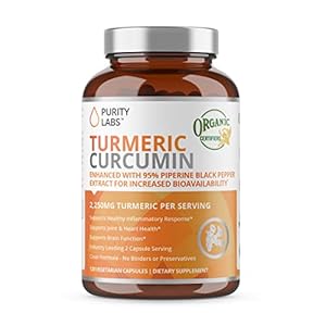 Organic Turmeric Curcumin with Black Pepper Bioperine – Antioxidant Joint Supplement, Muscle + Brain support -2,250 MG…