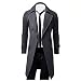 Produktbild URSING Herren Winter Slim Fit Stilvoll Regenmantel Zweireiher Umlegekragen Lange Jacke Parka Anzugjacken Wärmemantel Winterjacke Übergangsjacke Freizeit Outwear Wollmantel Trenchcoat (XL, Grau)